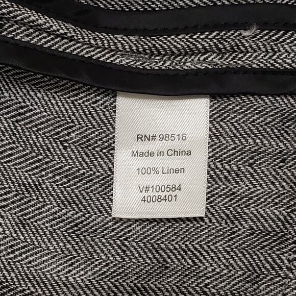Coldwater Creek Linen Open Draped Asymmetric Jacket Grey Herringbone Sz XL (18) - Picture 6 of 11